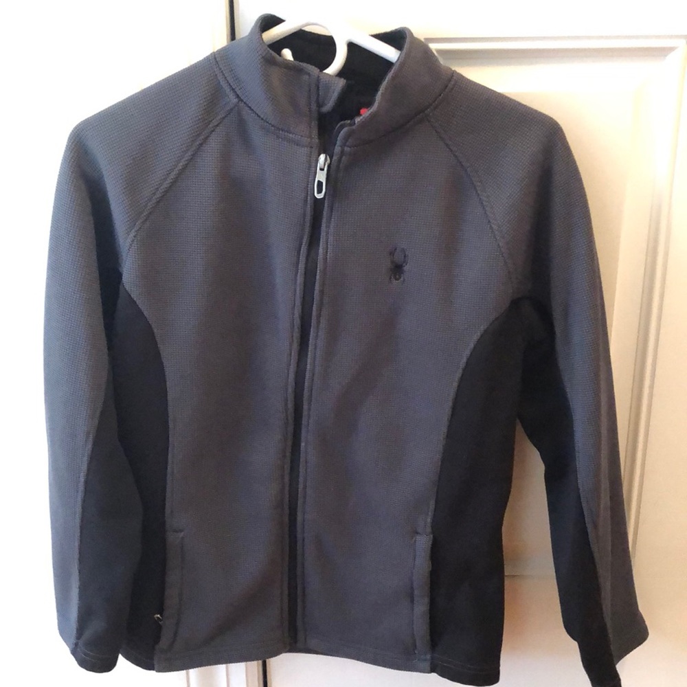 Spyder zip up black and grey sweatshirt 14/16